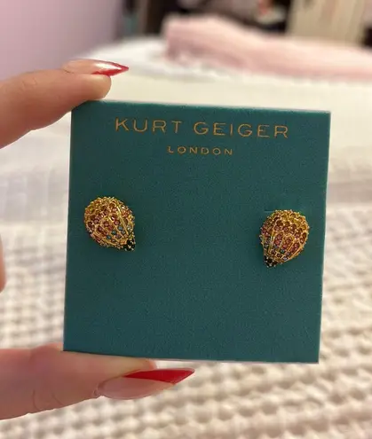Kurt Geiger NWT bird head multicolor crystal gold stud earrings
