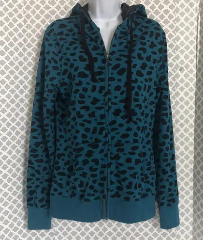 Threads 4 Thought  sustainable apparel teal animal print‎ full zip hoodie - Image 2