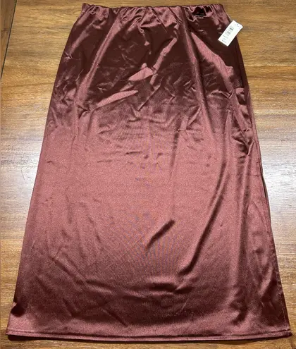 Hiatus Size L Brown Silky Midi Skirt
