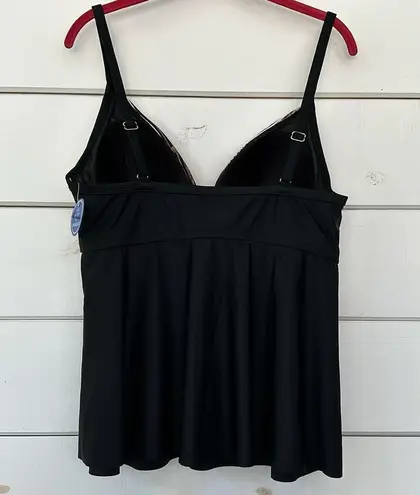 Swimsuits For All Twist Front Tankini Swim Top NEW Size 18 Black