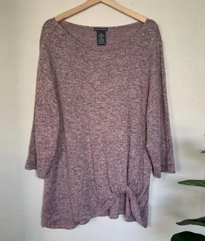 Chelsea & Theodore Twist Hem Brushed Knit Sweater Heather Marled Pink Size XXL