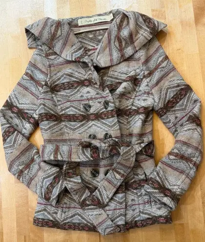 Daughters of the Liberation AnthropologiebBelted Aztec Print Jacket Brown Size XS