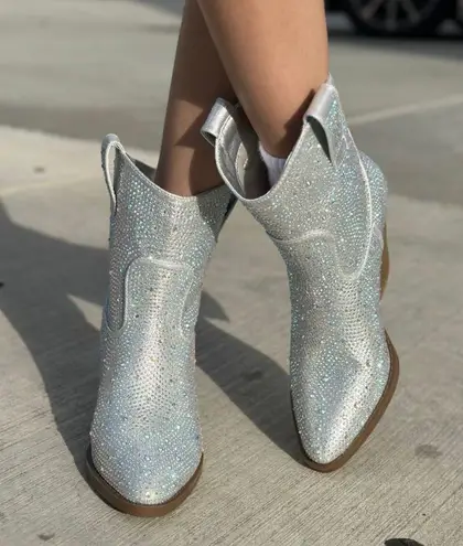 Forever Link Silver Rhinestone Cowboy Boot