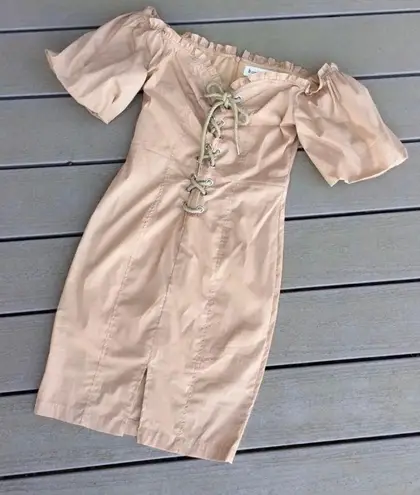 B.Original Boutique Off Shoulder Khaki Dress NWT Womens Small