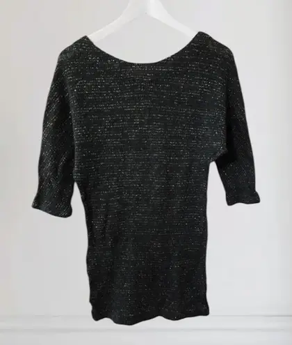 Sparkle & Fade Anthropologie Sparkle &ā Fade Metallic Boat Neck Sweater 3/4 Sleeve Size S Green - Image 1