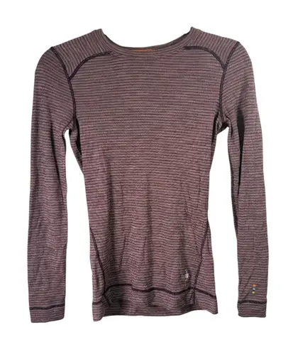 Smartwool Merino 250 Base Layer Striped Pattern Purple Crew Outdoor Womens XS