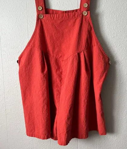 Overall Shorts Womens 2X Pleated Cotton Blend Breathable Beachy Travel Vacation Orange Size 18