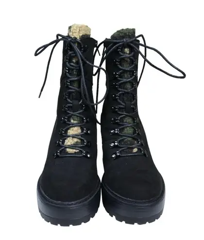 Madden Girl  Womens 9.5 Kikki Lace-Up Platform Lug Sole Hiker Booties in Black