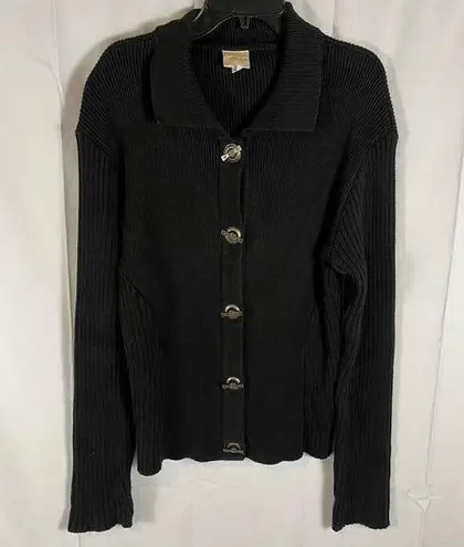 VON Saken Women’s Black Heavy Cotton Sweater Jacket Toggle Buttons Black L Size M