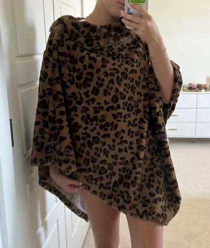 Faux Fur Leopard Poncho Brown Size undefined