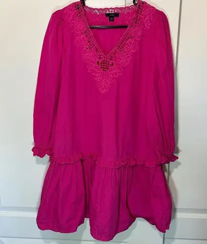 J. Crew Barbie Pink Eyelet Trim V