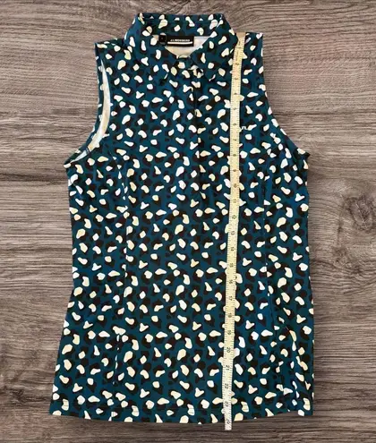J.LINDEBERG Dena Print Sleeveless Golf Top Moroccan Blue Animal Women’s Small Green