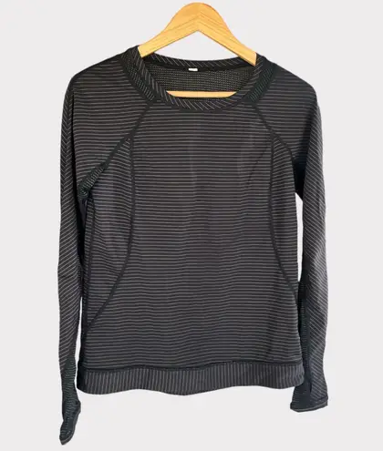 Lululemon Athletica Women's Run For Gold Long Sleeve Shirt Top Size 6 Black/Gold