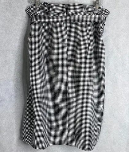 White House | Black Market  Black White Gingham Checkered Paperbag Skirt Sz 12