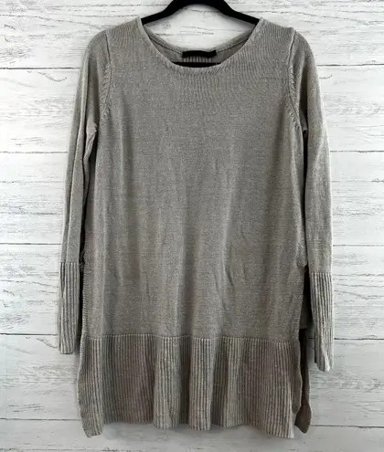 Raffi Linen Knit Tie Side Pullover Sweater Size M Gray Size M