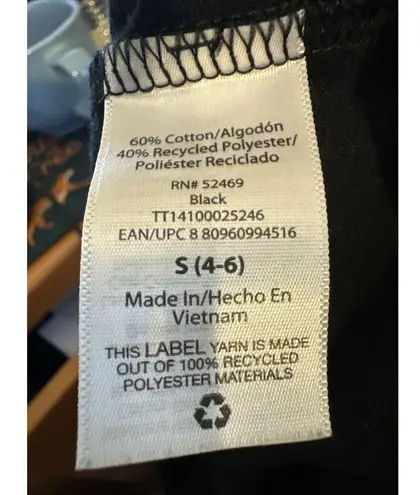 Time And Tru Womens Top Sz S 4 6 Black Crew Neck Pullover Short Sleeve Solid Tee