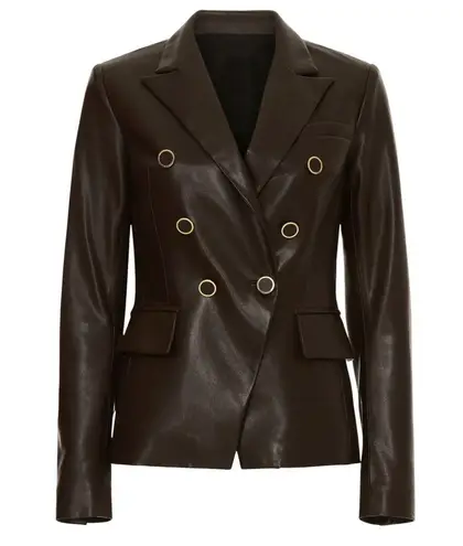 Milly Inez Faux Leather Blazer in Brown, Size US 6