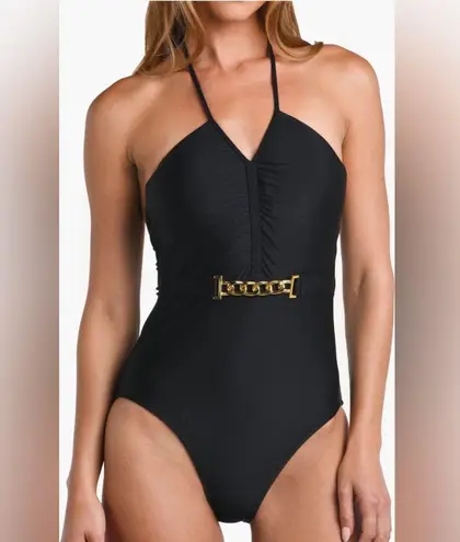 L'Agence L’AGENCE Leila Halter One-Piece Swimsuit, Black, Large, $275