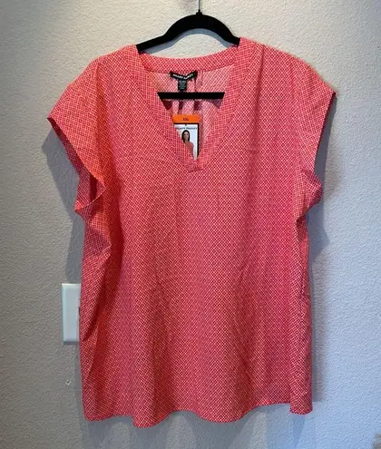 Hilary Radley New Women's V-Neck Short Sleeve Blouse Red Poppy Size XXL NWT