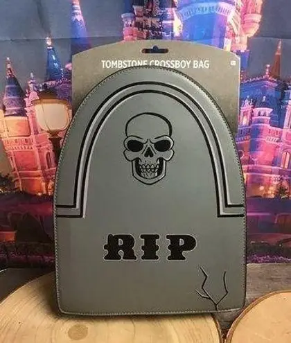 Party City Halloween tombstone crossbody RIP bag -New