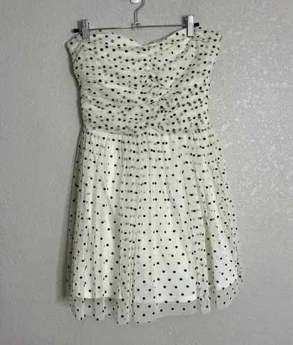 Delia’s Y2K Tulle Polka Dot White Black Strapless Mini Dresss 7 Size undefined