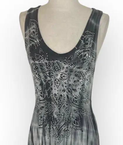 Vocal rhinestone hi low dress, ladies small gray tie dye graphic tank dress