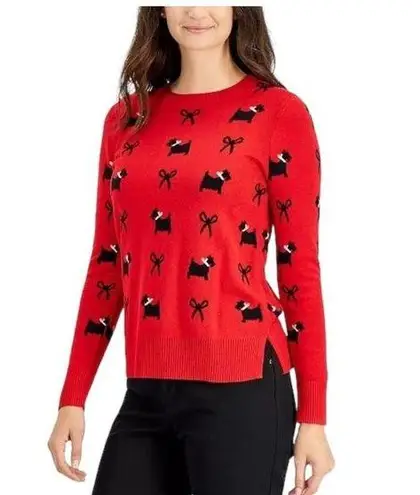 Karen Scott New Women's Scotty Dog Crewneck Sweater Ravishing Red Size Small