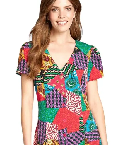 Dangerfield Patchwork Mini Dress Retro Vintage Inspired Floral Paisley Sz 4 New