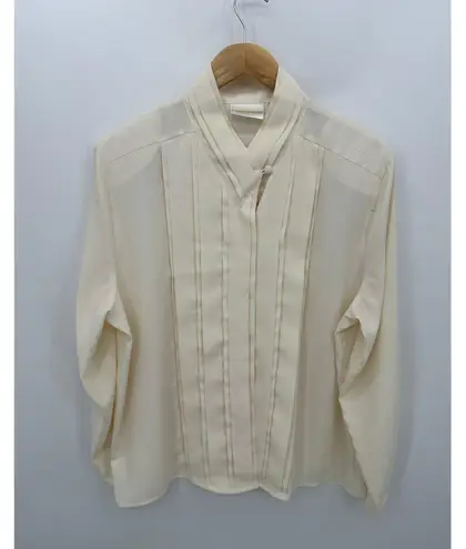 Vintage Christie & Jill Blouse Women 16 Cream Button Front Top Edwardian