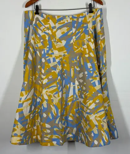 Lafayette 148 Printed 100% Linen Skirt Size 14 Yellow