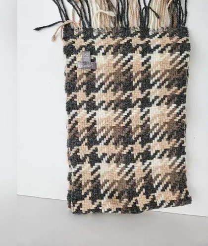 Charter Club Cashmere Houndstooth Weave Tassel Scarf Oatmeal Gray
