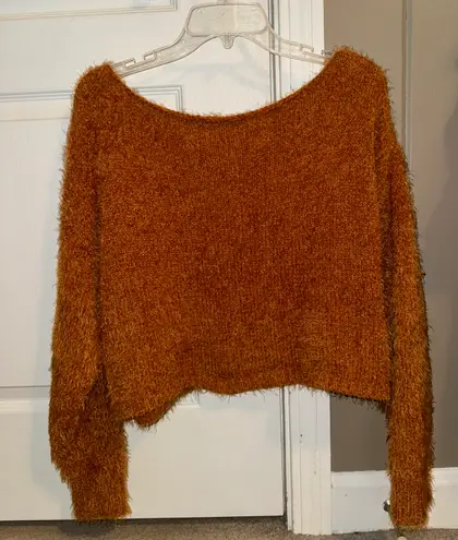 Forever 21 Orange  Fuzzy Knit Drop Sleeve Sweater