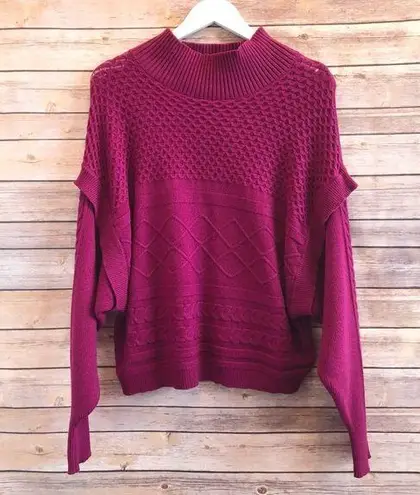 Marc New York Andrew Marc Sweater Women’s Size Small Red Plum Mock Neck NWT