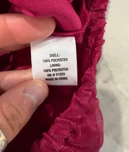 CeCe Off Shoulder Sheer Puff Sleeve Blouse Women's Medium Red Glam Renaissance