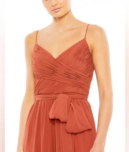 Mac Duggal Flowy Faux Wrap Jumpsuit Cinnamon L