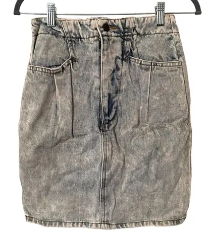 SAPMAN Acid Wash Vintage Denim Mini Skirt Sz 4 Blue