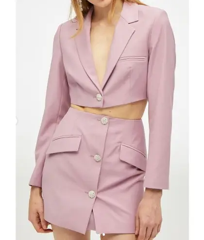 NWT Nana Jacqueline Stella Cropped Blazer Diamond Crystal Single Button Purple Size M