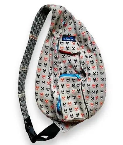 KAVU  RARE Fox Trot Print Rope Sack Sling Bag