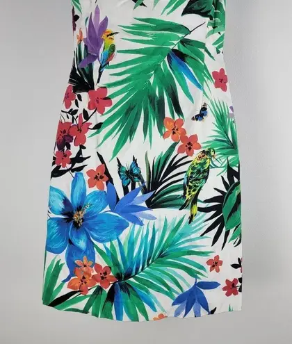 Etcetera Tropical Sleeveless Sheath Dress Back Zip Floral Lined Size 2