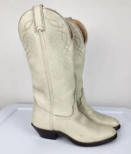 Laredo  31603 Ivory Cream Leather Cowboy Western Cowgirl Pointed Boots Booties 6M