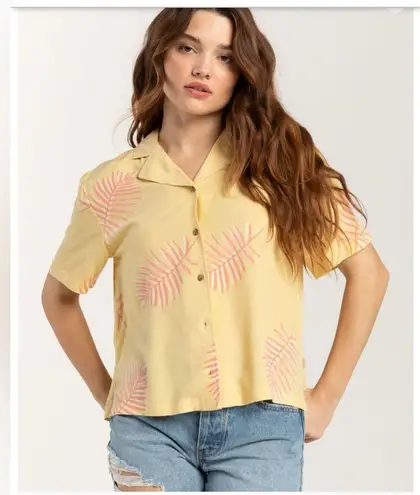 Brixton Bunker Paradise Button Up Shirt. Allover print.SIZE M NWT Yellow Size M