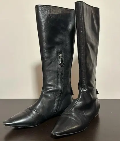 Trussardi Italy equestrian riding black leather boot Size 6