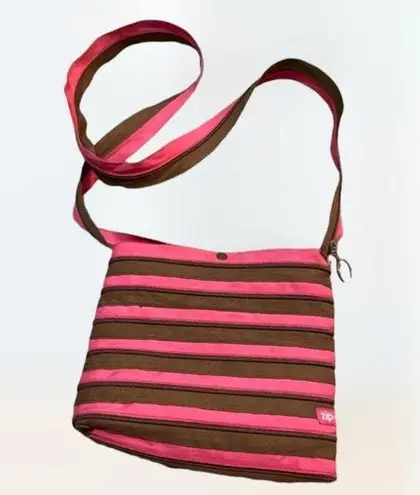 Zip it Pink and Brown Crossbody Bag School, 2000s core Y2k