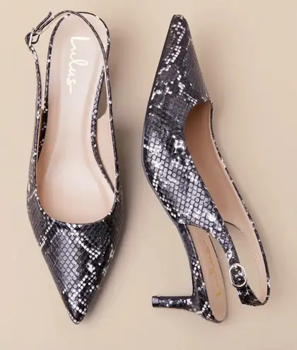 NEW! Lulus Kitten Heels Black & White Slingback Heels size 6.5
