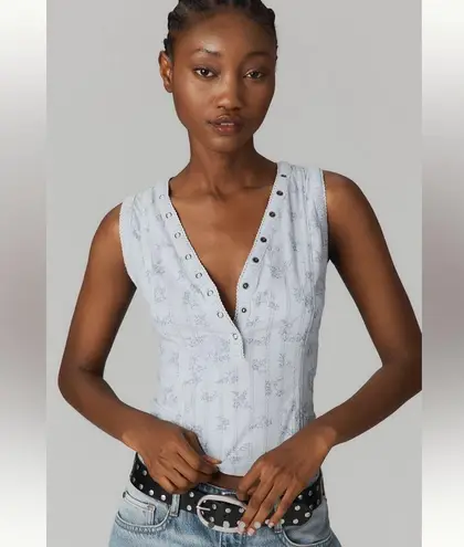 Pilcro and the Letterpress NWT Anthropologie Pilcro V-Neck Pointelle Tank Top size small blue