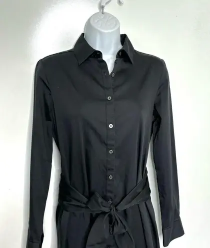 Untuckit Angelina Black Button Down Long Sleeve Waist Tie Shirt Dress 2