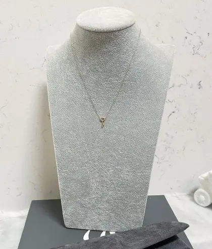10k Rose Gold Natural Mined Earth Diamond Mini Key Dainty Necklace Gray
