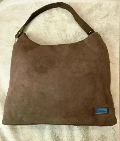 NWOT Bella Russo Faux Suede Slouch Bag 16x12x3.5 Brown