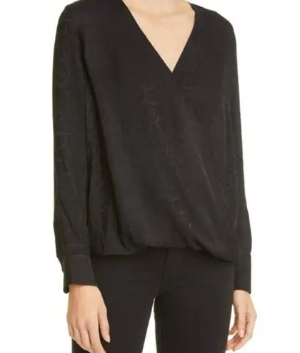 Rails  Hillary Black Snake Jacquard Wrap Blouse, A29