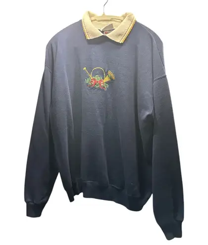 Vintage Morning Sun Holiday Navy Blue Jumper size XL